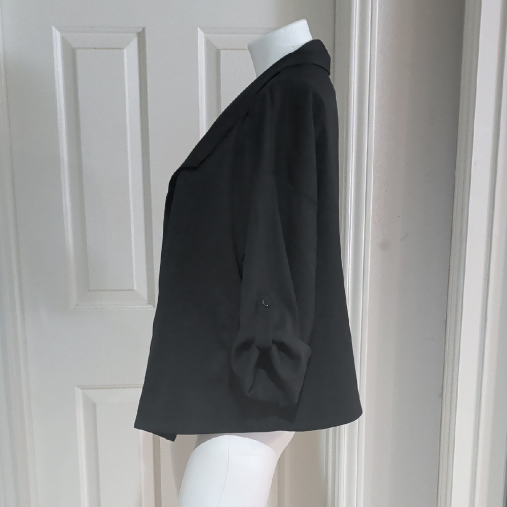 MAX STUDIO Black Open Drape Lapel Blazer Jacket XL - Picture 3 of 9